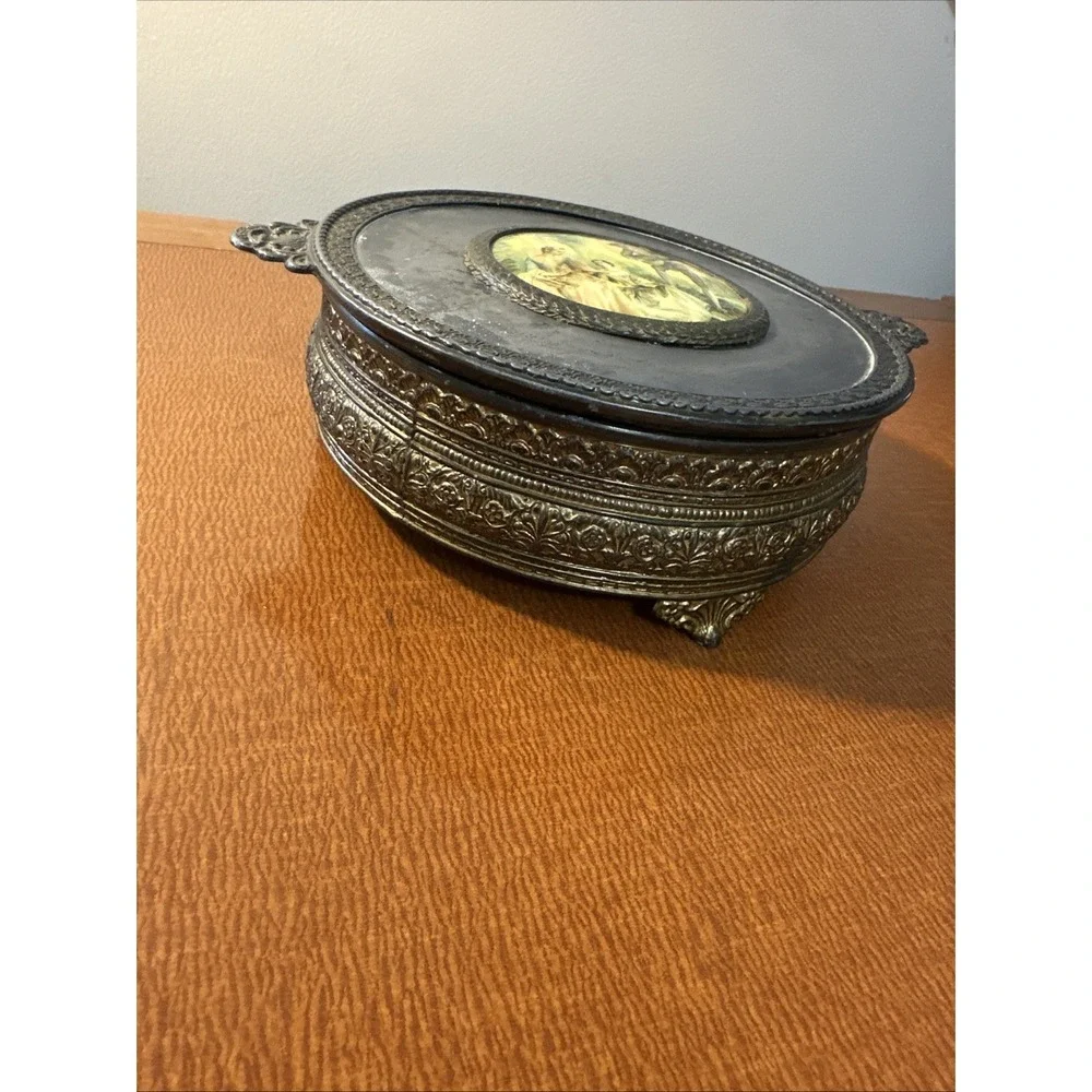 Antique Brass PNCW Triple Divided covered Trinket/Candy Dish‎